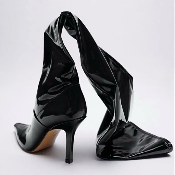 Zara Black Patent Over-the-Knee Stiletto Boots. Retail: $199. US 7.5, EU 38 size - Picture 13 of 16
